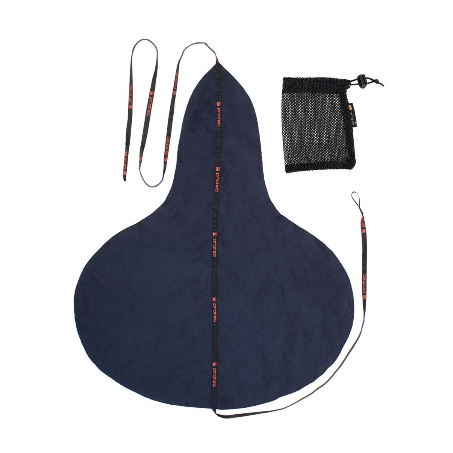 Swab laying open on white background, with mesh carrying/storage bag laying next to it