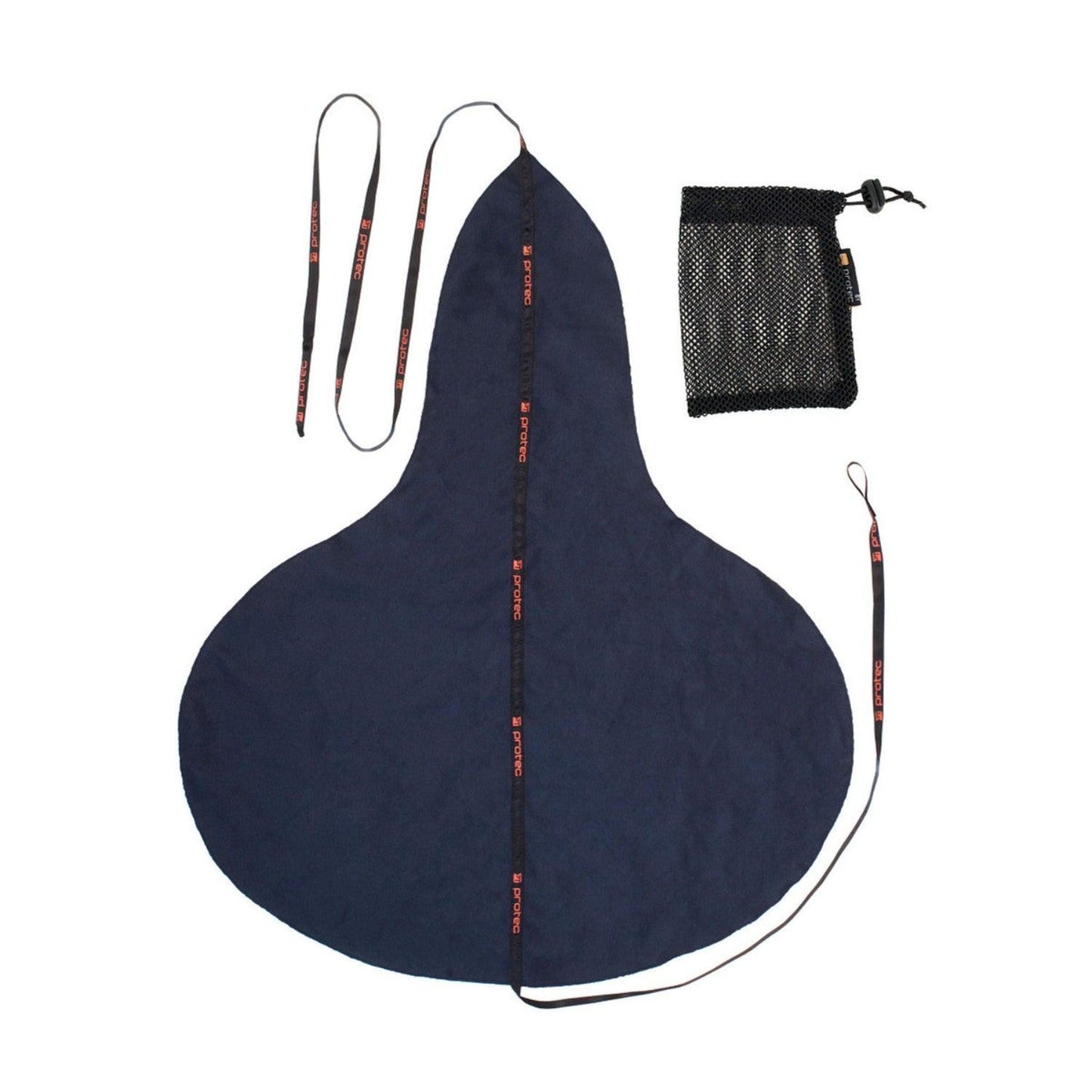 Swab laying open on white background, with mesh carrying/storage bag laying next to it