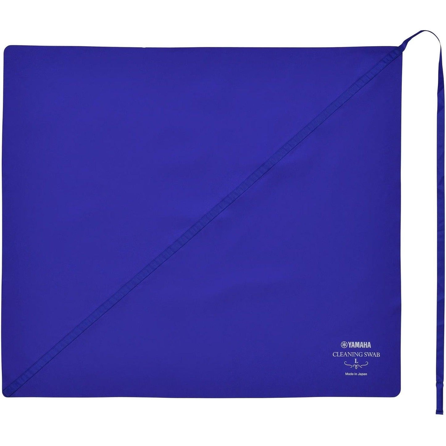 Blue microfiber Yamaha bass clarinet swab against a white background