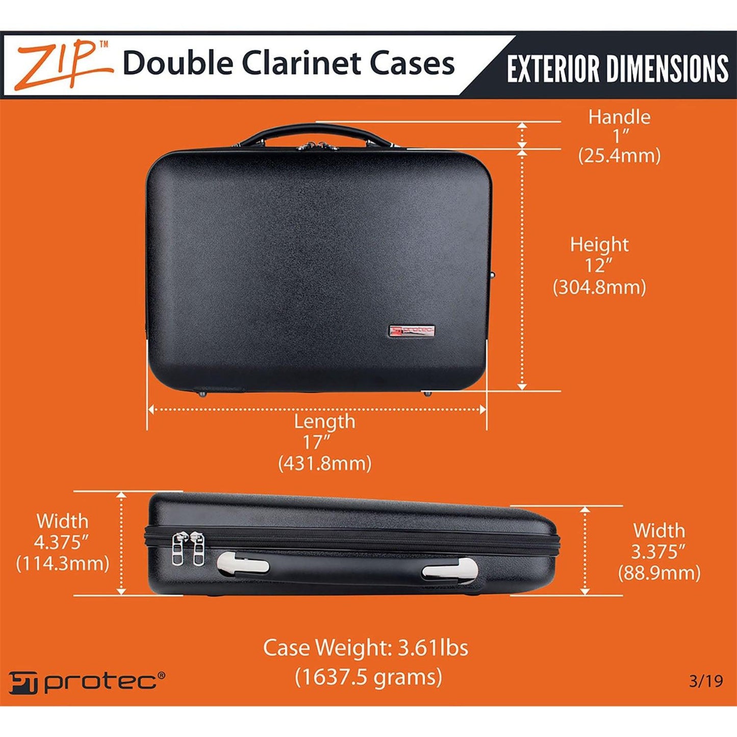 Protec double clarinet case microzip dimensions image