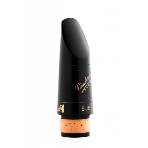 Vandoren 5JB on white background, showing logo and model engraving
