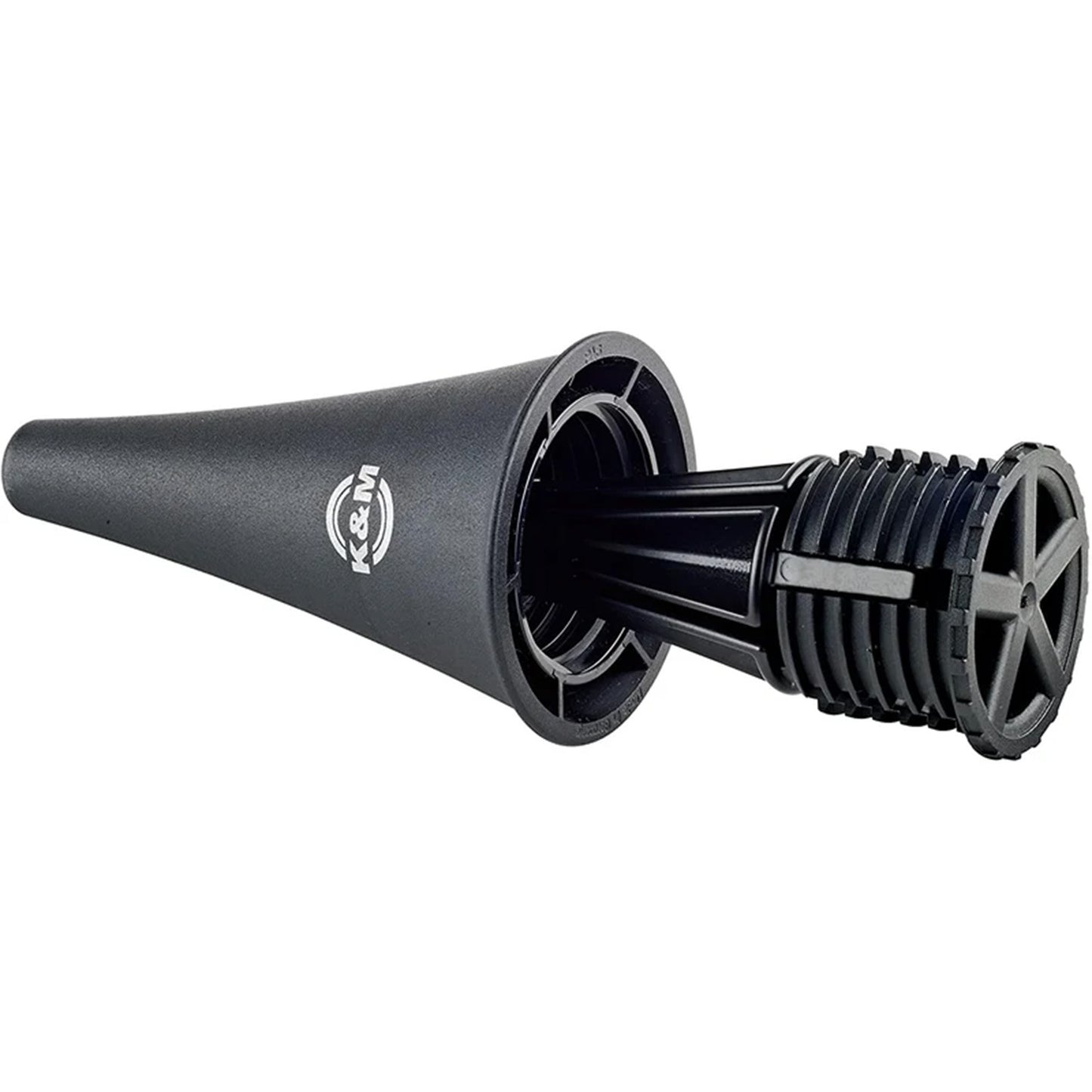 partially disassembled stand, showing how the legs fold up and fit inside, against a white background