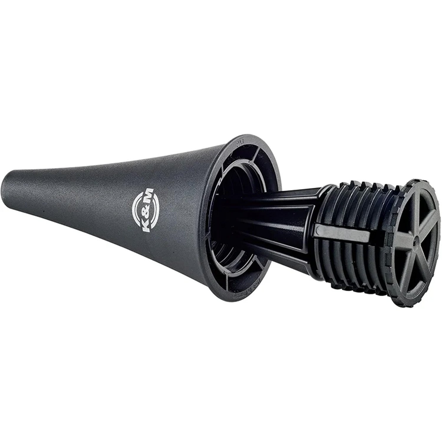 partially disassembled stand, showing how the legs fold up and fit inside, against a white background