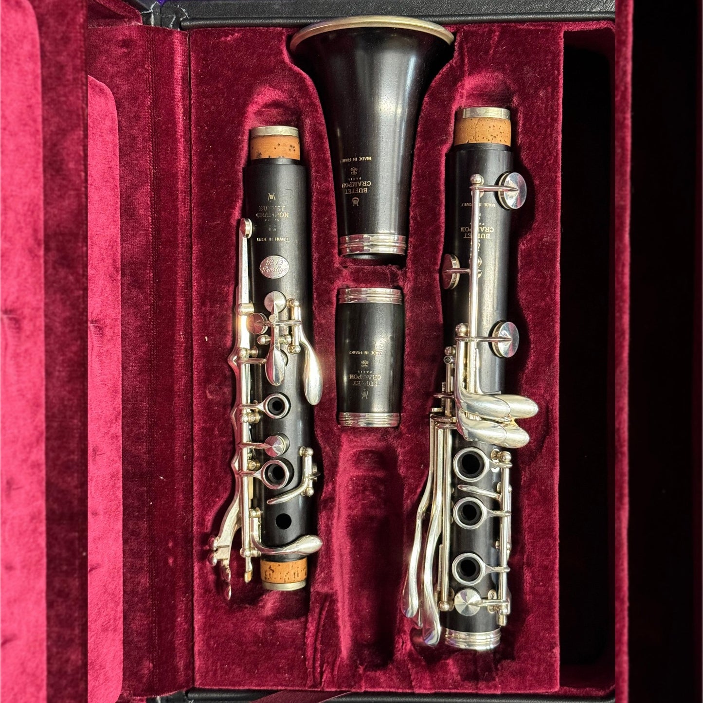 Buffet R13 Prestige clarinet laying in case