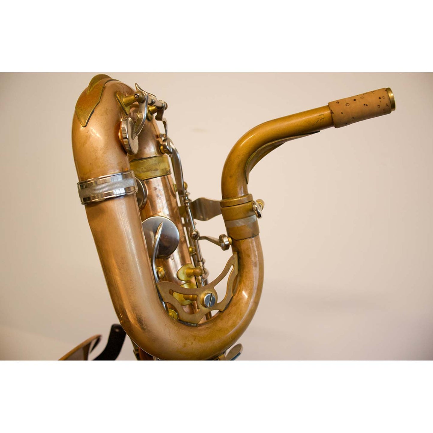 JL Woodwinds Baritone Saxophone Neck Closeup