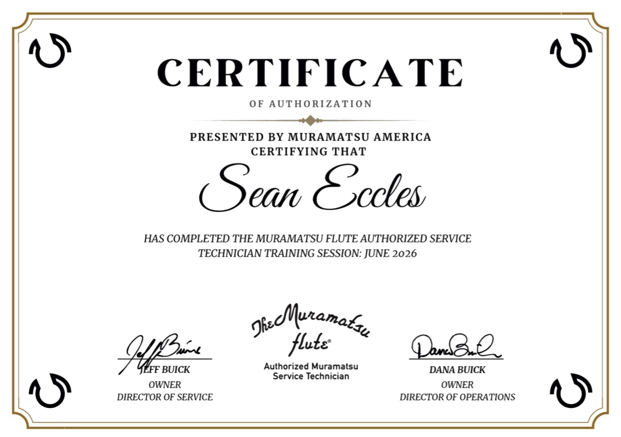 Sean Eccles - Muramatsu Certified Technician