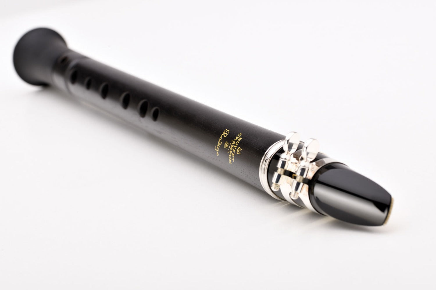 diagonal full length view of Buffet Prodige pocket clarinet