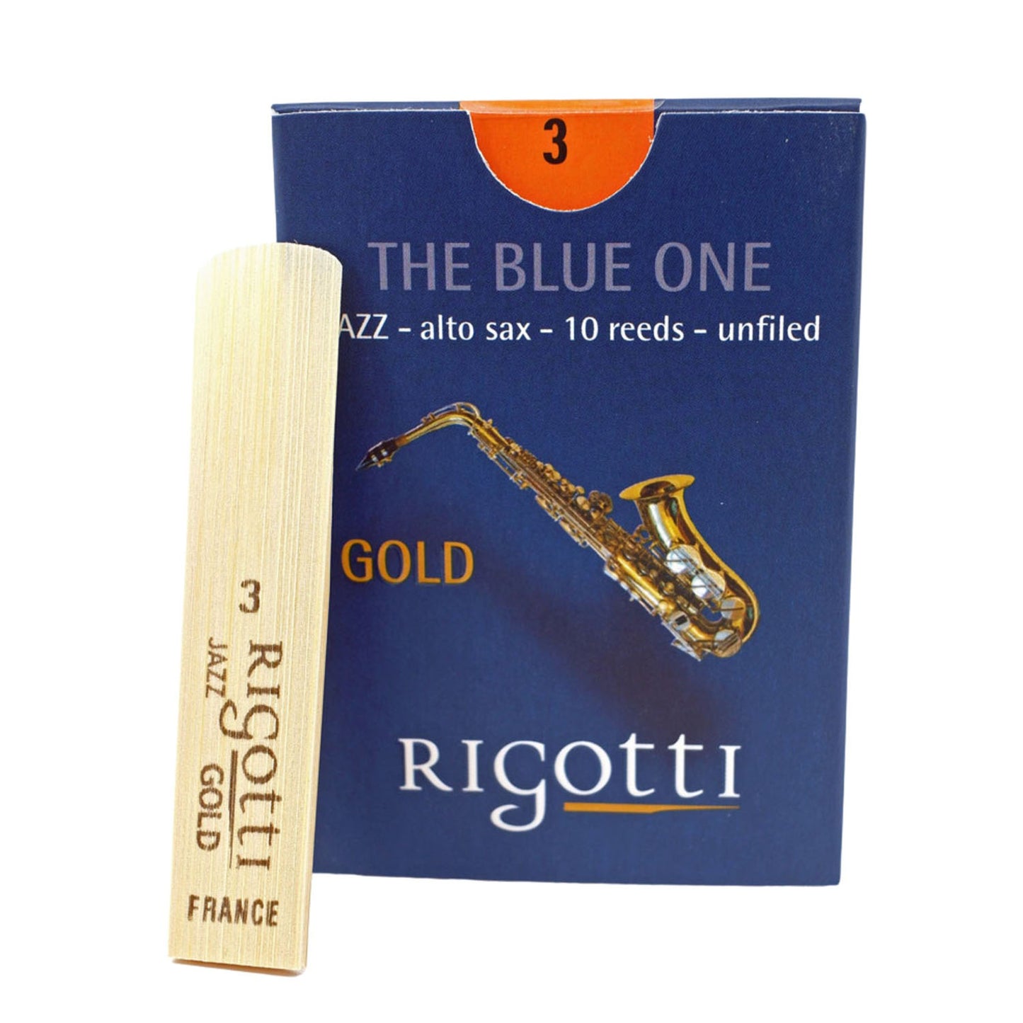 Rigotti Gold Jazz Alto Saxophone Reeds Box and Reed