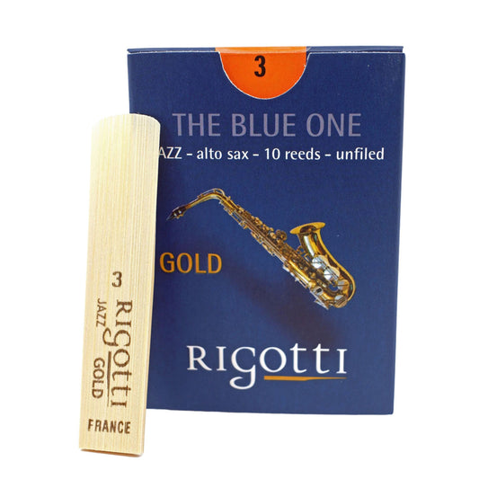 Rigotti Gold Jazz Alto Saxophone Reeds Box and Reed