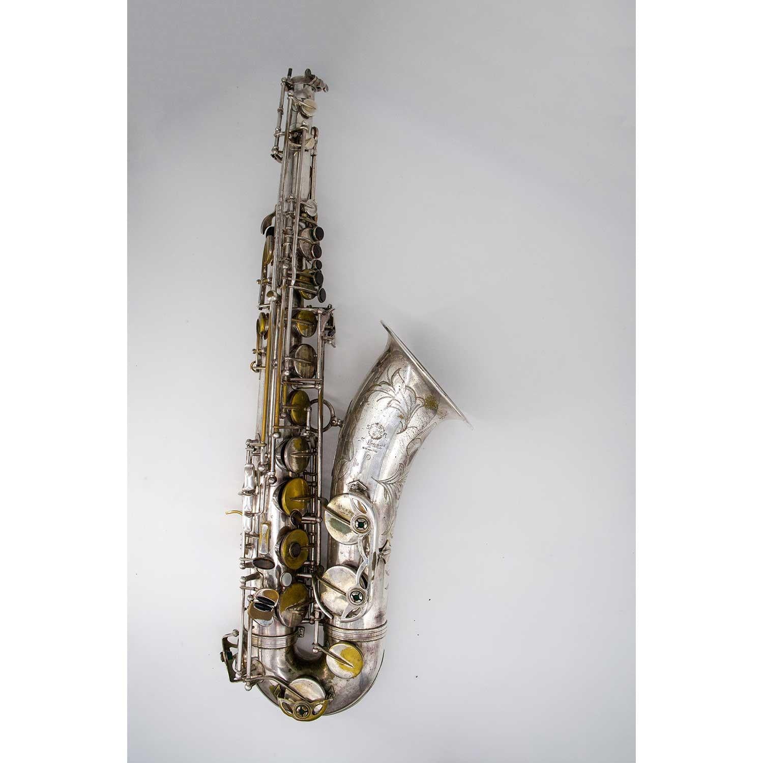 Selmer Mark VII Silver Plated Tenor Saxophone Pre-Owned Laid Down Full View
