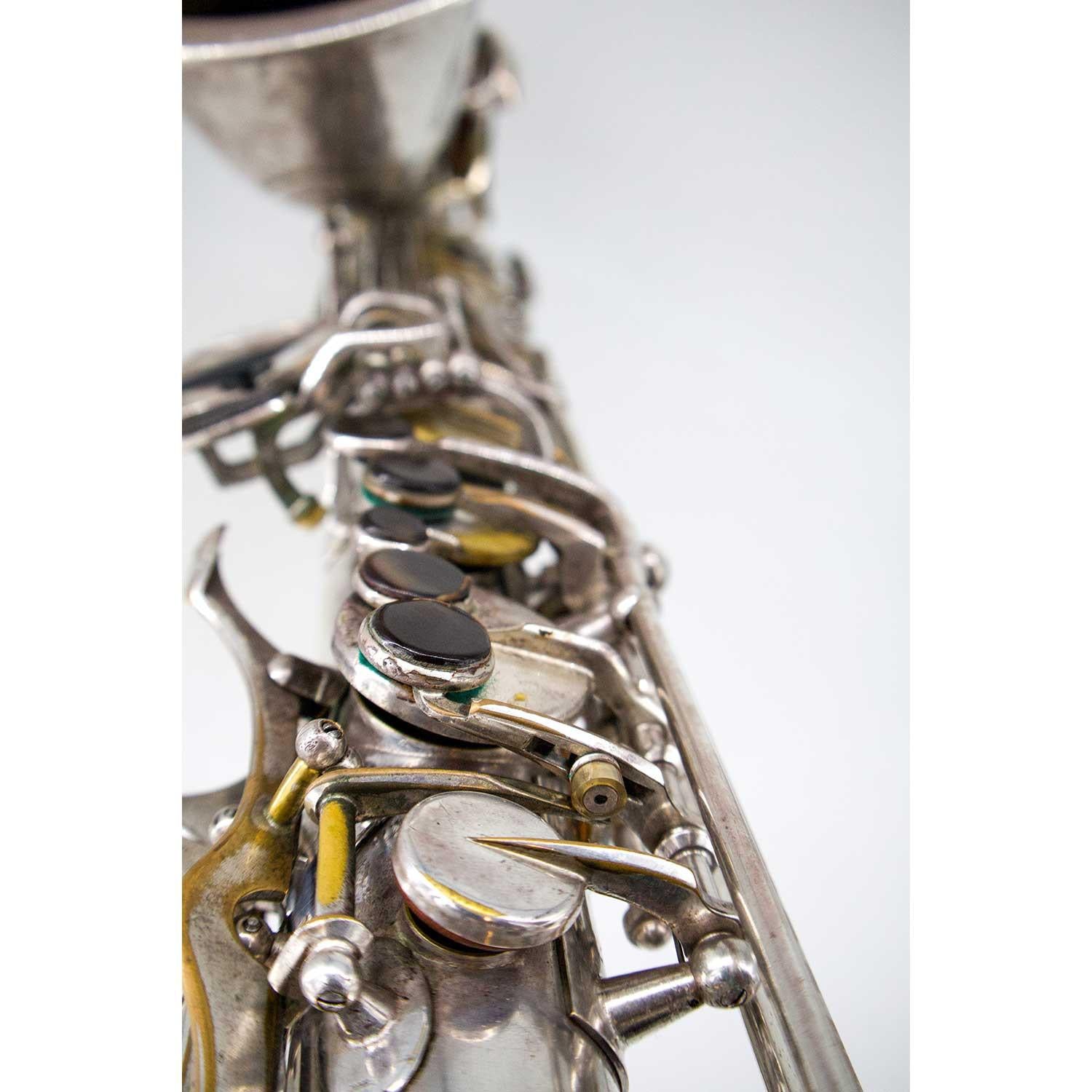 Selmer Mark VII Silver Plated Tenor Saxophone Pre-Owned Left Hand Above View