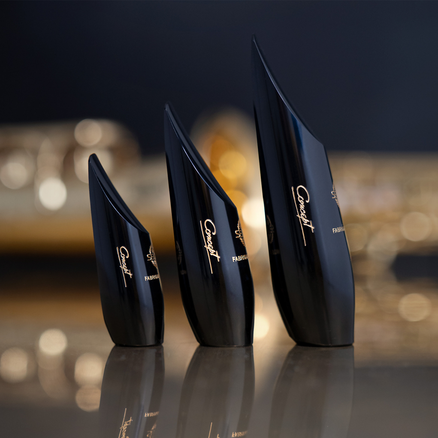 Selmer Paris Concept Mouthpiece Size Comparison - Side View (Left to Right: Soprano, Alto, Tenor)