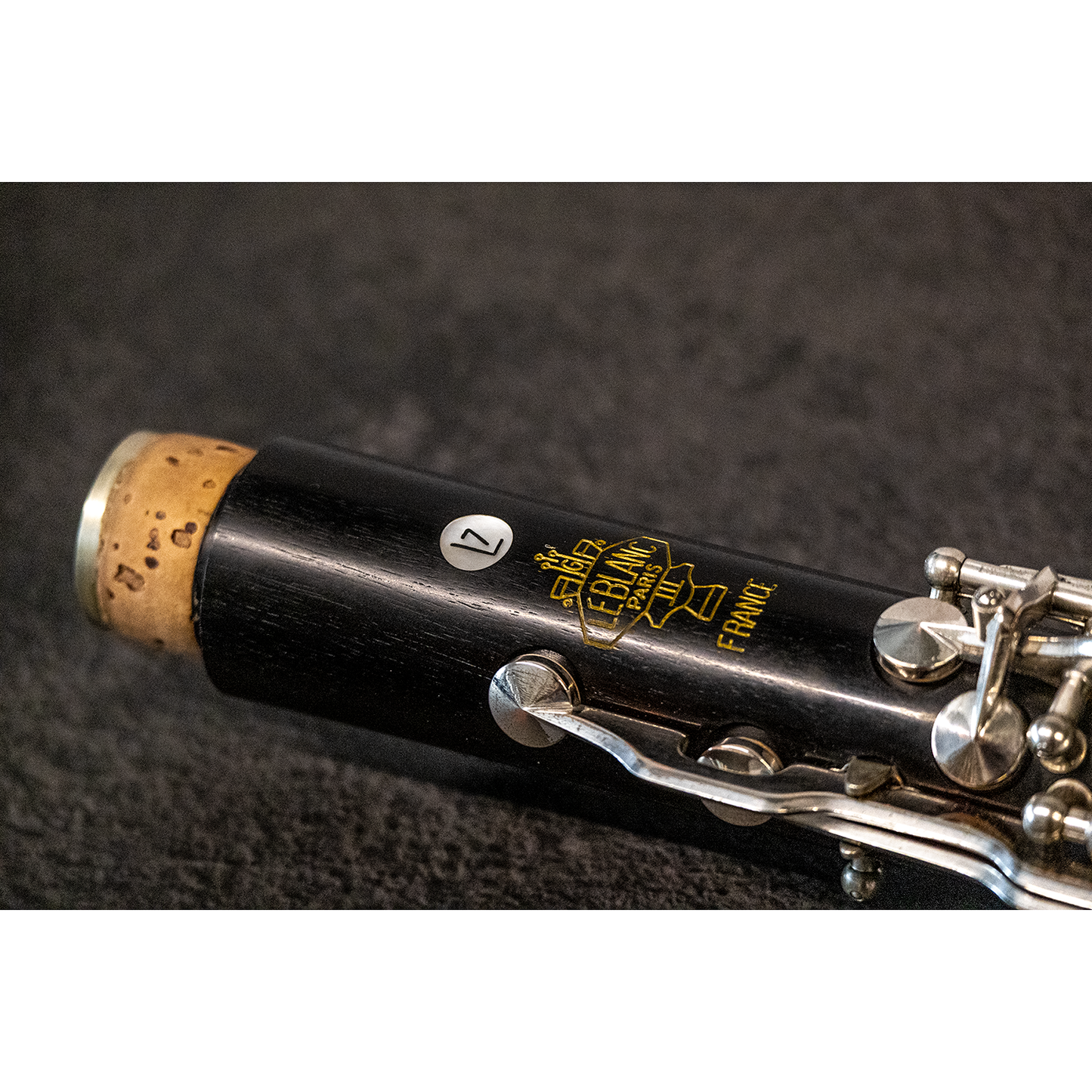 Leblanc L7 A Clarinet - upper joint logo close up