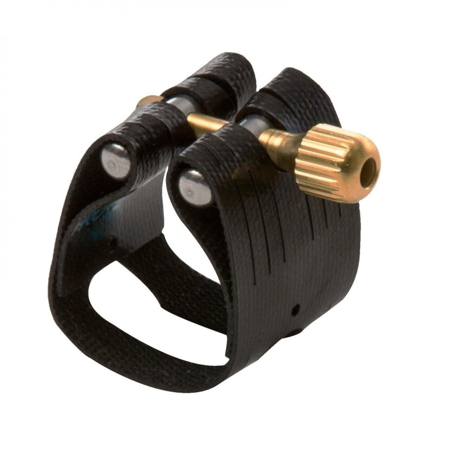 Whole view of Rovner Light alto sax/tenor slim ligature against white background