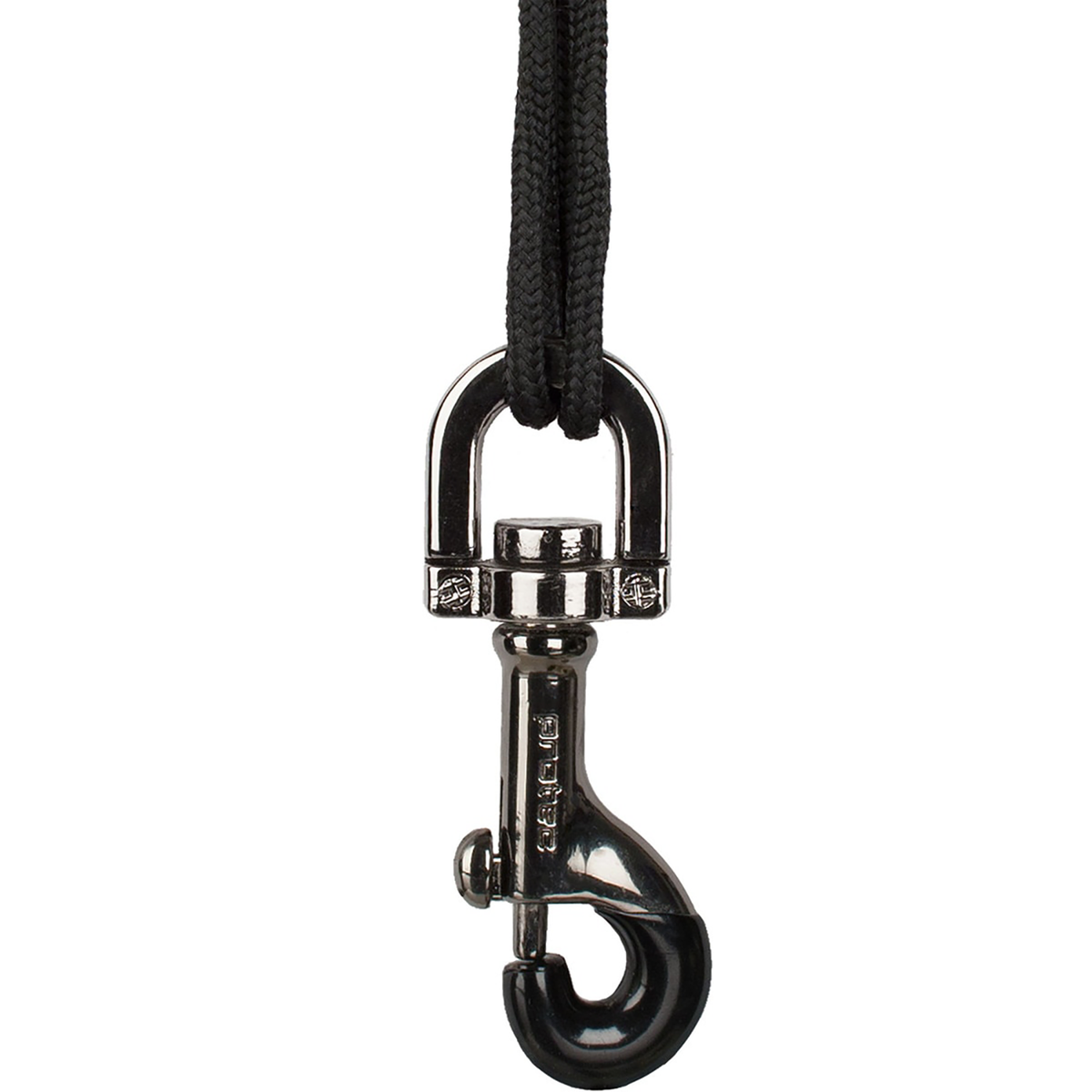Metal neck strap clip with plastic coating - close up