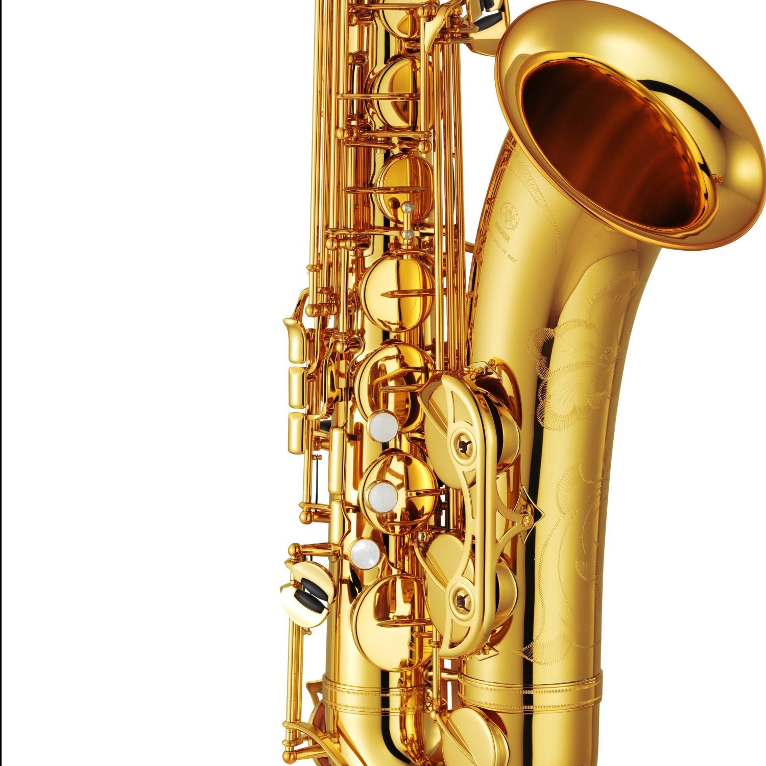 closeup of lower half of Yamaha 62 tenor saxophone