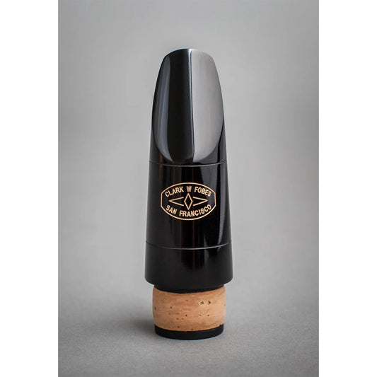 Photo of Clark Fobes 10k Eb clarinet mouthpiece on a gray background