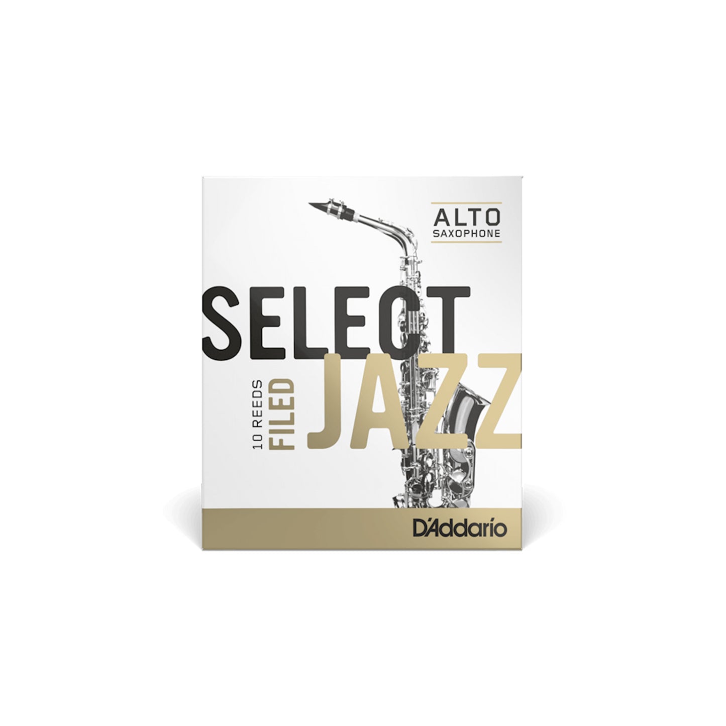Full front view of D'addario Select Jazz Filed Alto Sax reeds