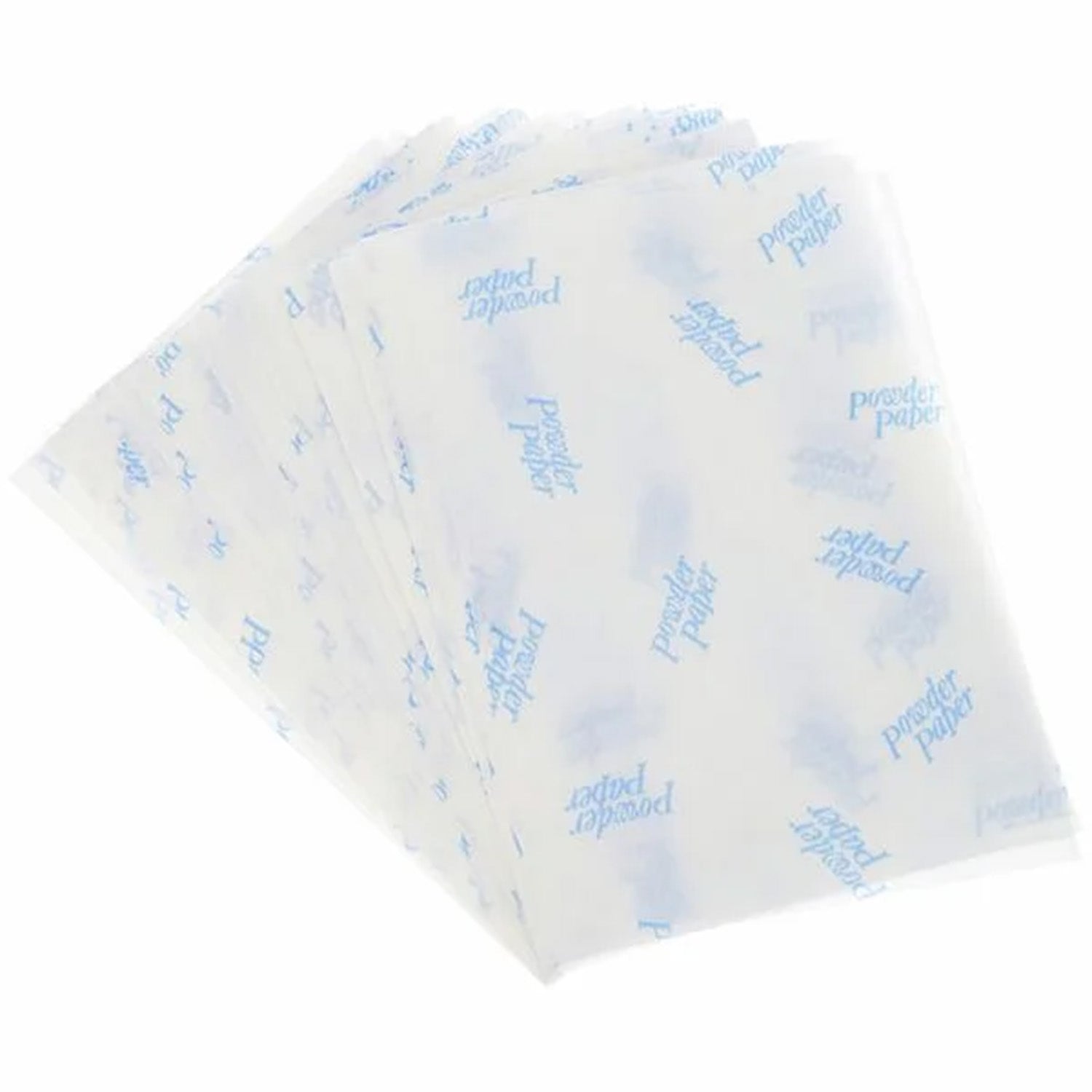 Stack of Yamaha powder papers on a white background, showing light blue lettering on papers